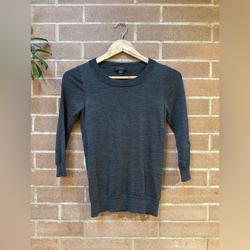 J Crew grey fine merino wool sweater